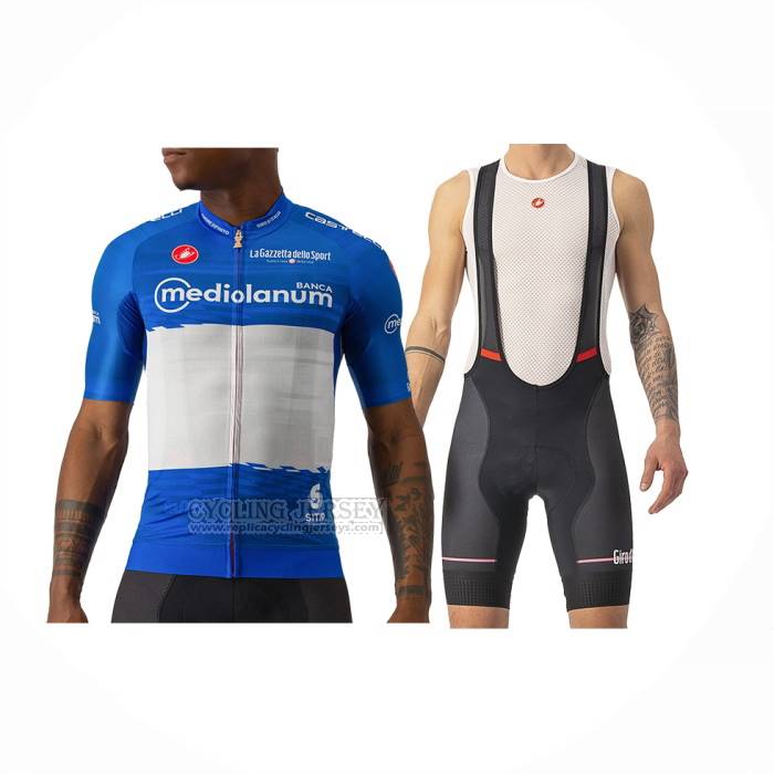 2023 Cycling Jersey Giro d'Italia Blue White Short Sleeve and Bib Short